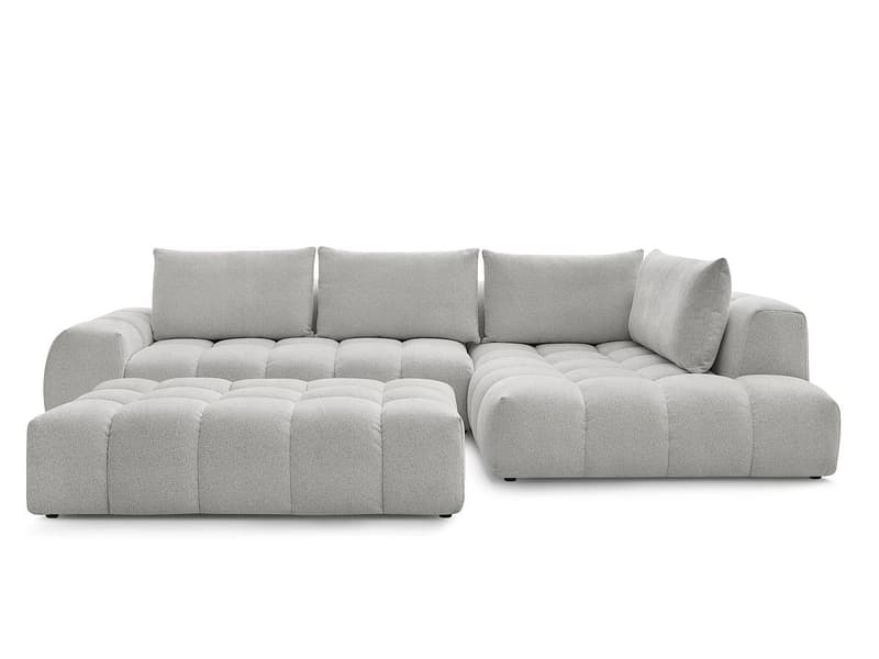 Ecksofa mit Hocker BOBOCHIC EVEREST Stoff chiniert hellgrau