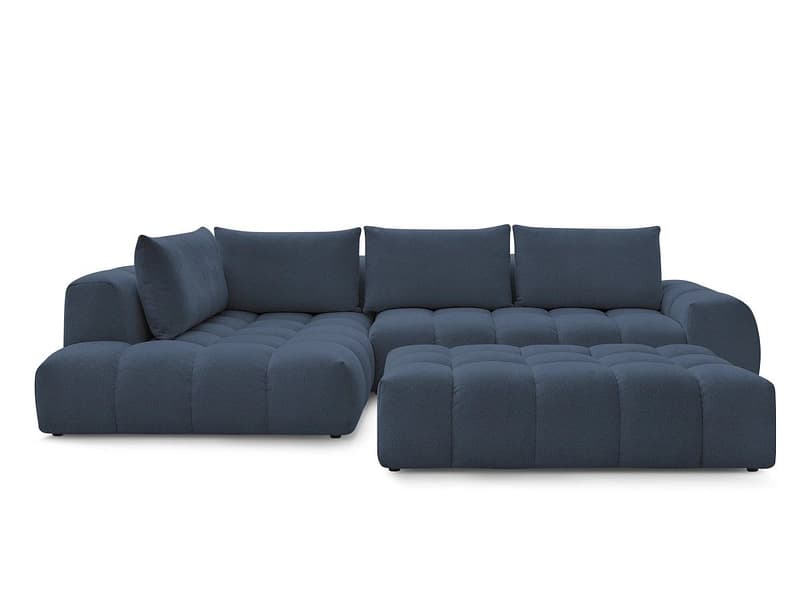 Ecksofa mit Hocker BOBOCHIC EVEREST Stoff chiniert dunkelblau