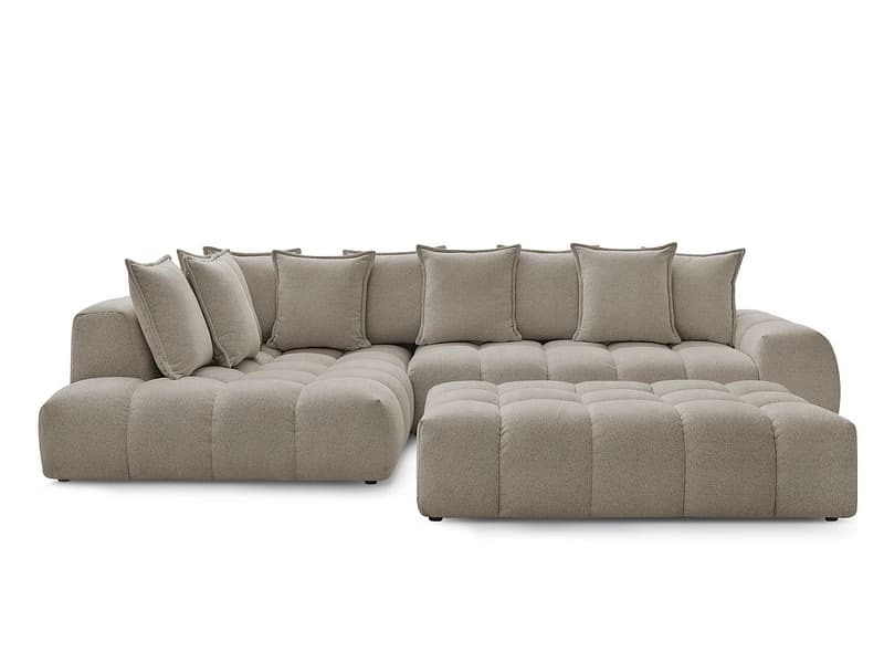 Ecksofa mit Hocker BOBOCHIC EVEREST Stoff chiniert taupe