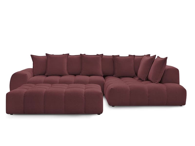 Ecksofa mit Hocker BOBOCHIC EVEREST Stoff chiniert rot