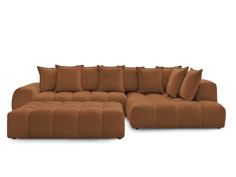 Ecksofa mit Hocker BOBOCHIC EVEREST Stoff chiniert orange