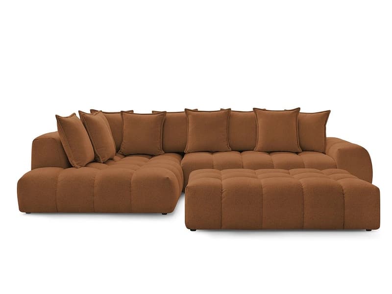 Ecksofa mit Hocker BOBOCHIC EVEREST Stoff chiniert orange