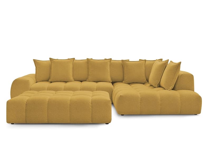 Ecksofa mit Hocker BOBOCHIC EVEREST Stoff chiniert gelb