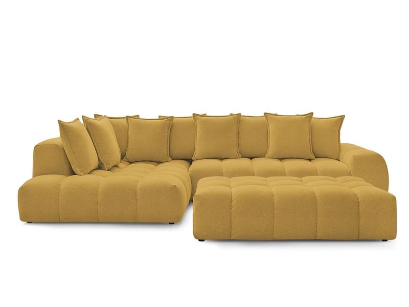 Ecksofa mit Hocker BOBOCHIC EVEREST Stoff chiniert gelb