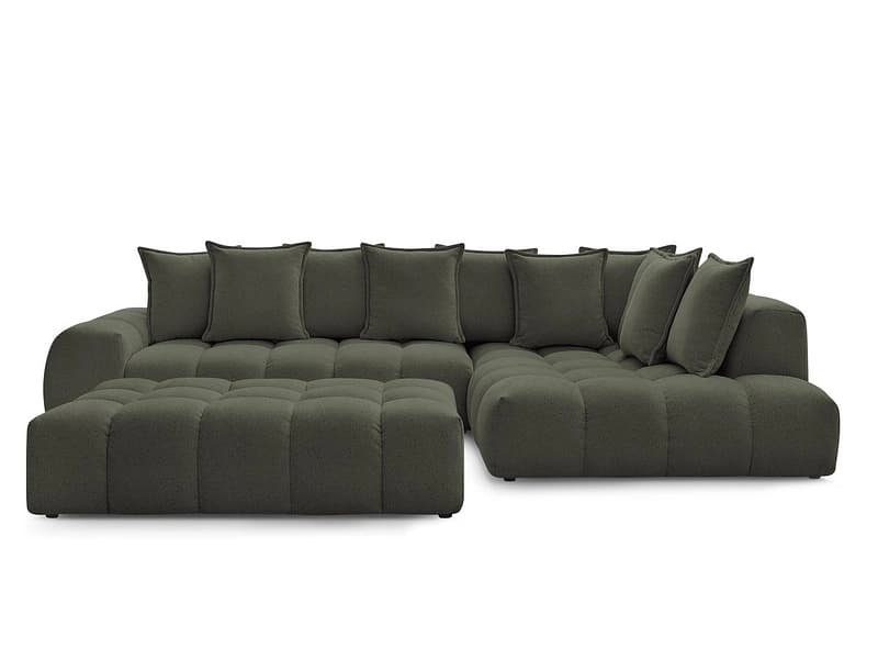 Ecksofa mit Hocker BOBOCHIC EVEREST Stoff chiniert grün