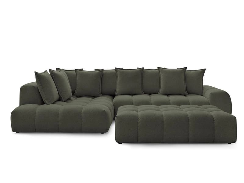 Ecksofa mit Hocker BOBOCHIC EVEREST Stoff chiniert grün