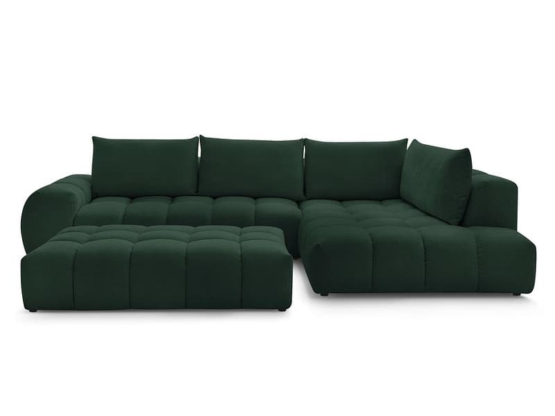 Ecksofa mit Hocker BOBOCHIC EVEREST Stoff mit Textur grün