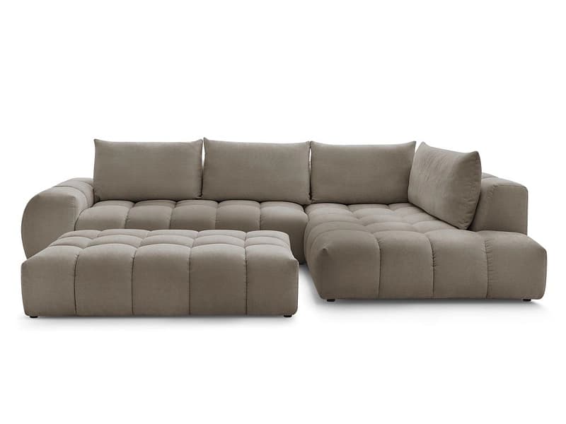 Ecksofa mit Hocker BOBOCHIC EVEREST Stoff mit Textur taupe