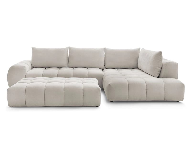 Ecksofa mit Hocker BOBOCHIC EVEREST Stoff mit Textur beige