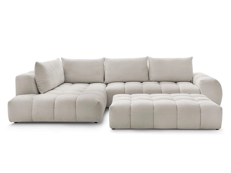 Ecksofa mit Hocker BOBOCHIC EVEREST Stoff mit Textur beige