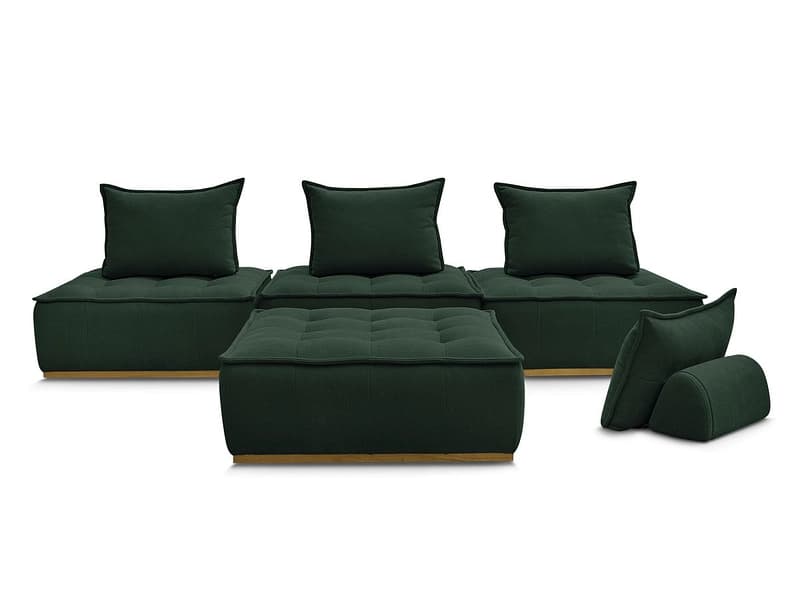 3er Sofa mit Hocker BOBOCHIC ELISA Stoff mit Textur grün