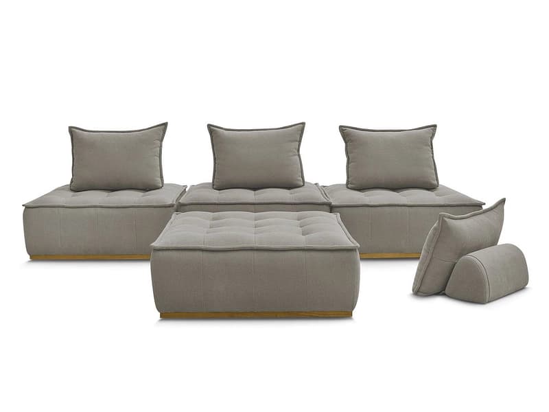 3er Sofa mit Hocker BOBOCHIC ELISA Stoff mit Textur taupe