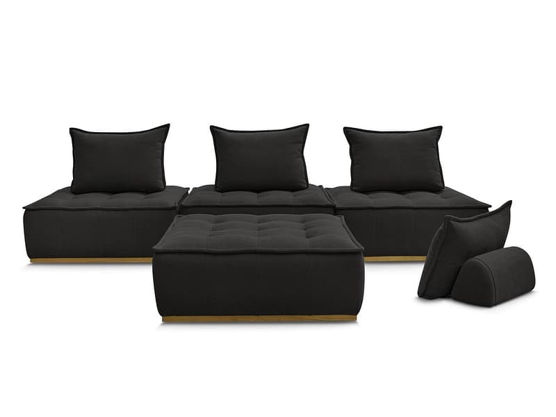 3er Sofa mit Hocker BOBOCHIC ELISA Stoff mit Textur schwarz