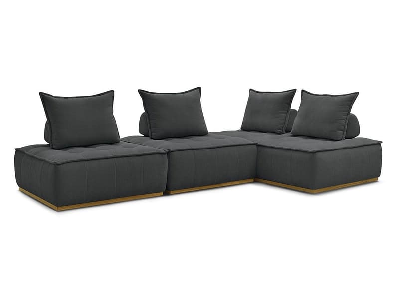 Ecksofa BOBOCHIC ELISA Stoff mit Textur dunkelgrau