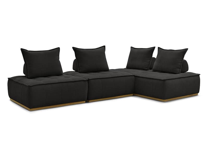 Ecksofa BOBOCHIC ELISA Stoff mit Textur schwarz