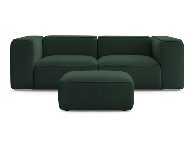 2er Sofa mit Hocker BOBOCHIC ZEPHYR Stoff mit Textur grün