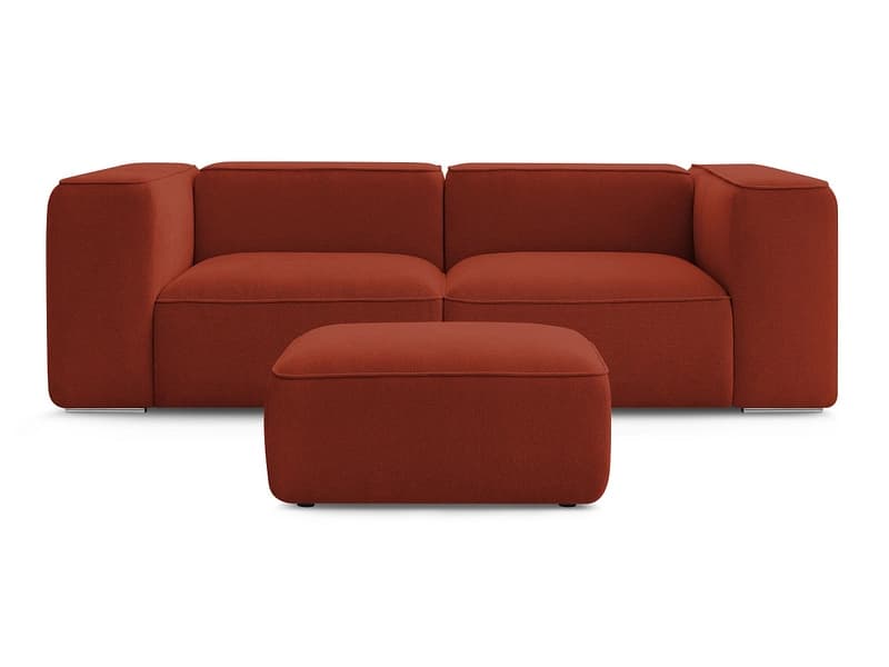 2er Sofa mit Hocker BOBOCHIC ZEPHYR Stoff mit Textur orange
