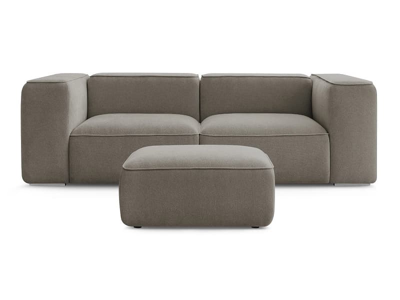 2er Sofa mit Hocker BOBOCHIC ZEPHYR Stoff mit Textur taupe