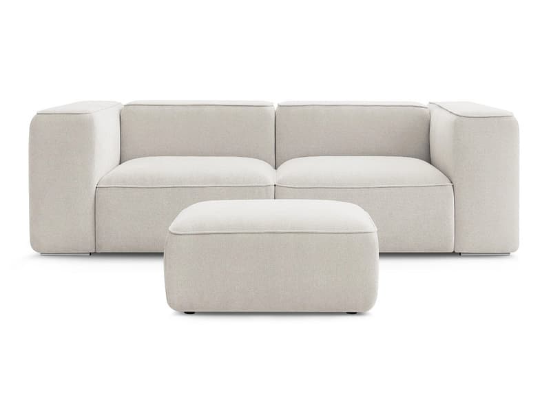 2er Sofa mit Hocker BOBOCHIC ZEPHYR Stoff mit Textur beige