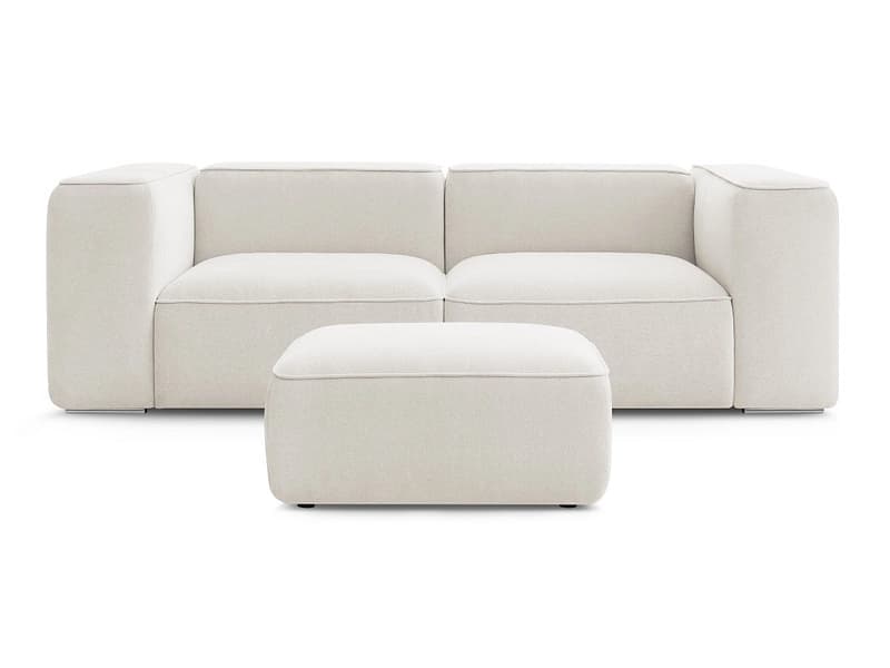 2er Sofa mit Hocker BOBOCHIC ZEPHYR Stoff mit Textur weiss