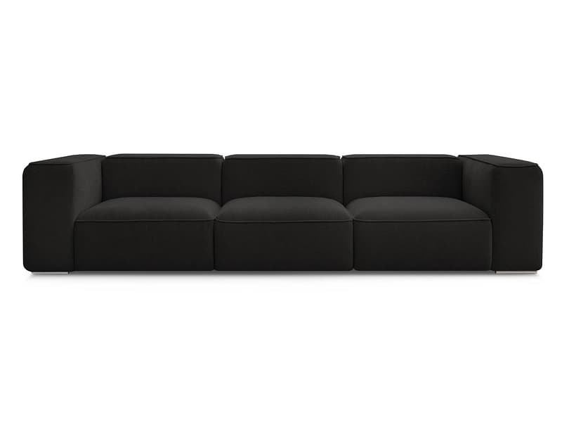 3er Sofa BOBOCHIC ZEPHYR Stoff mit Textur schwarz