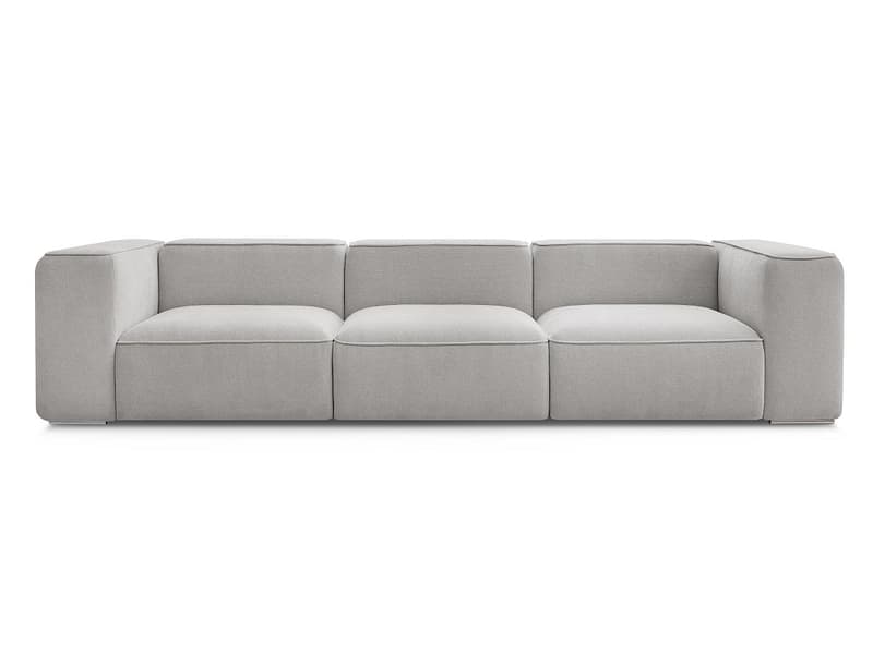 3er Sofa BOBOCHIC ZEPHYR Stoff mit Textur hellgrau