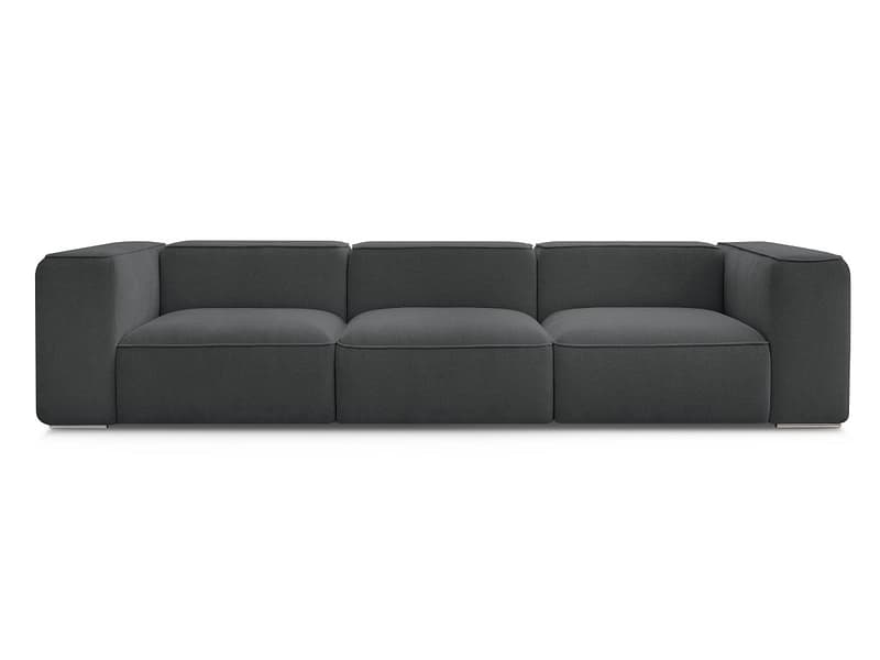 3er Sofa BOBOCHIC ZEPHYR Stoff mit Textur dunkelgrau