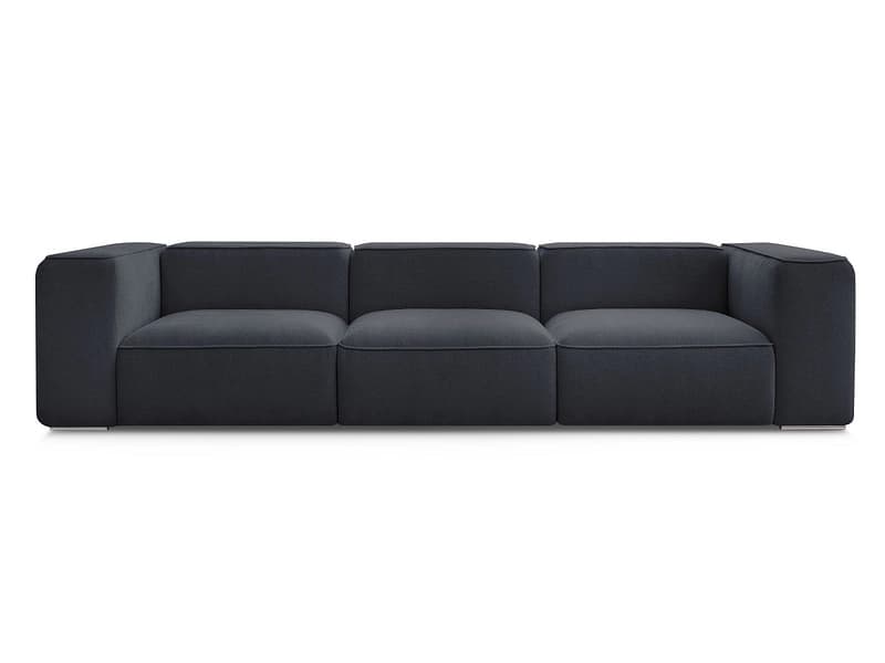 3er Sofa BOBOCHIC ZEPHYR Stoff mit Textur dunkelblau