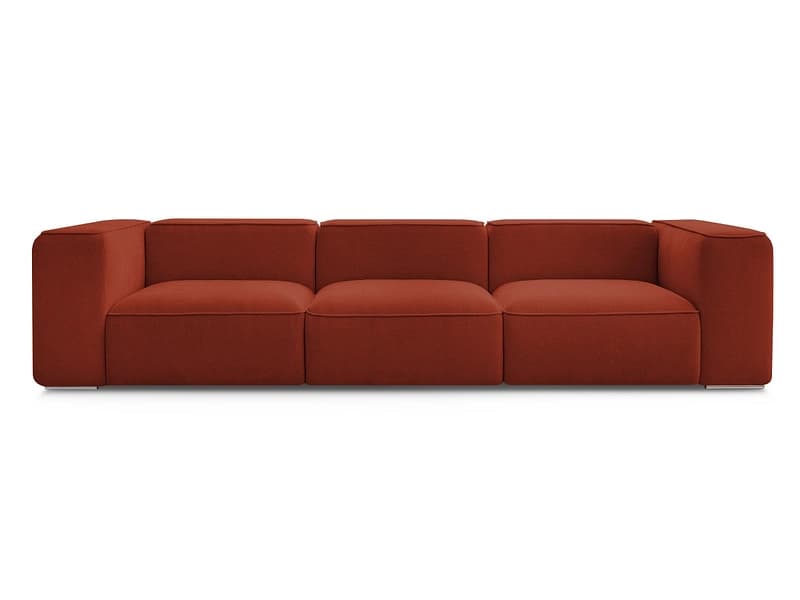 3er Sofa BOBOCHIC ZEPHYR Stoff mit Textur orange