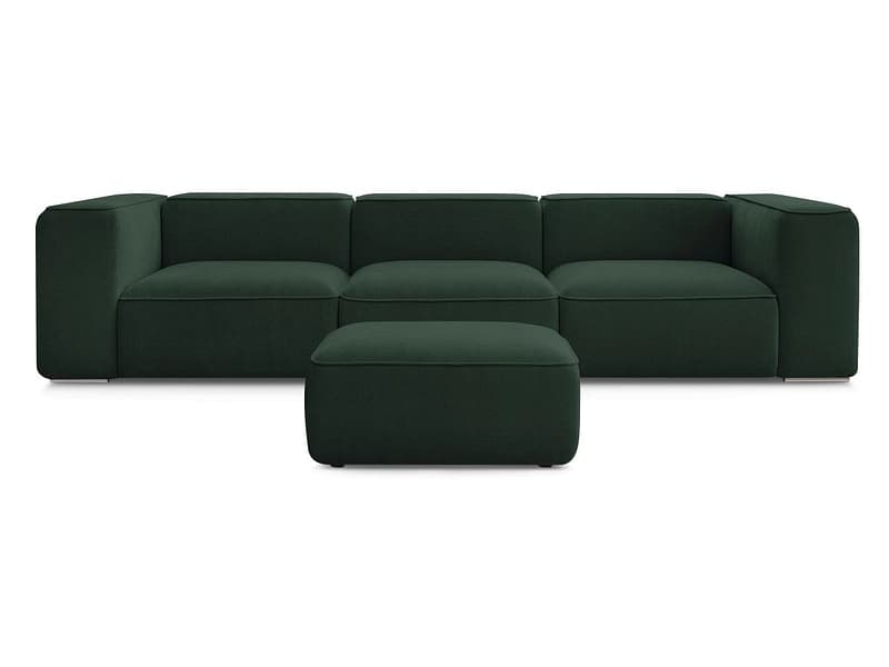 3er Sofa mit Hocker BOBOCHIC ZEPHYR Stoff mit Textur grün
