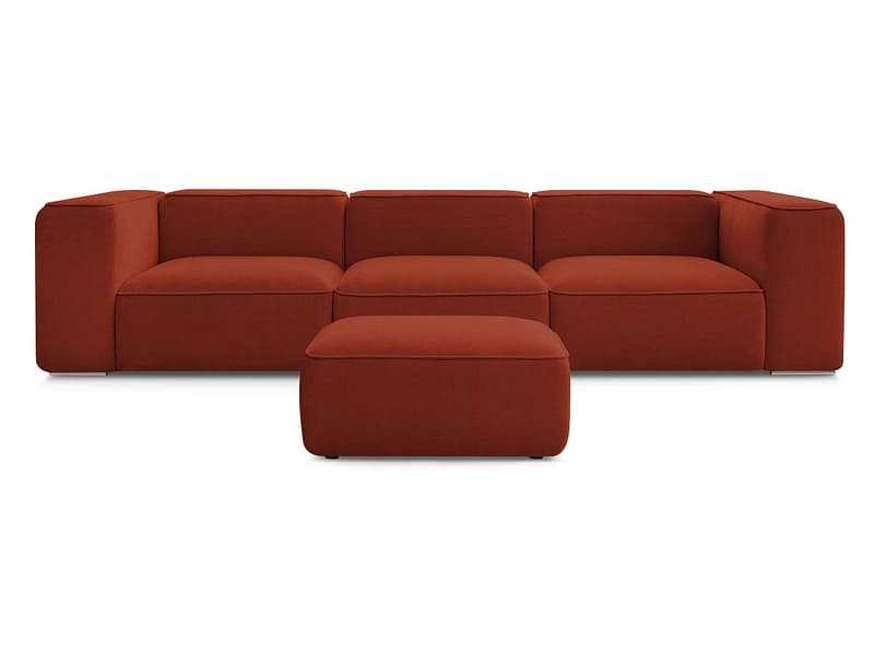 3er Sofa mit Hocker BOBOCHIC ZEPHYR Stoff mit Textur orange