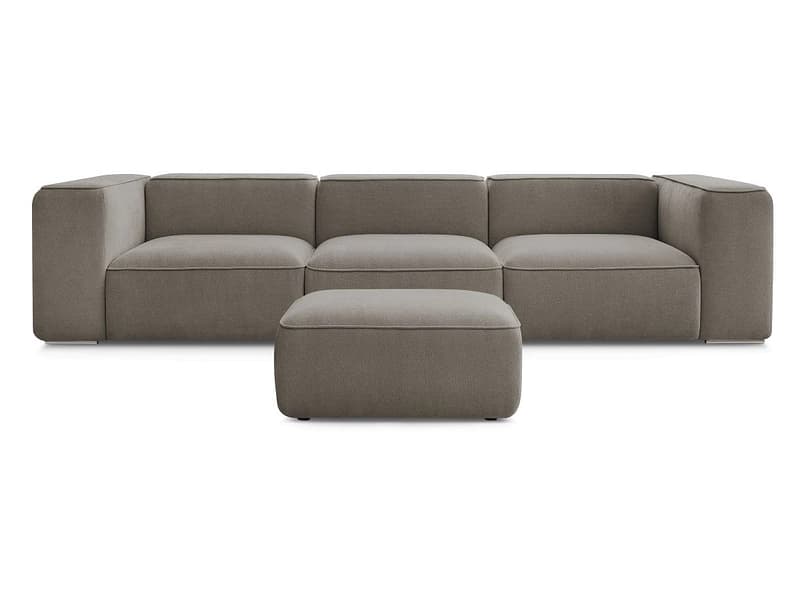 3er Sofa mit Hocker BOBOCHIC ZEPHYR Stoff mit Textur taupe