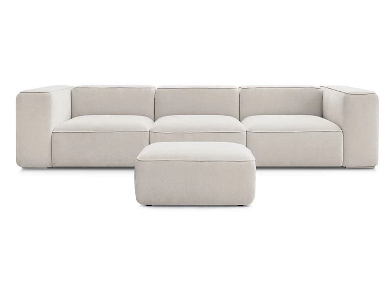 3er Sofa mit Hocker BOBOCHIC ZEPHYR Stoff mit Textur beige