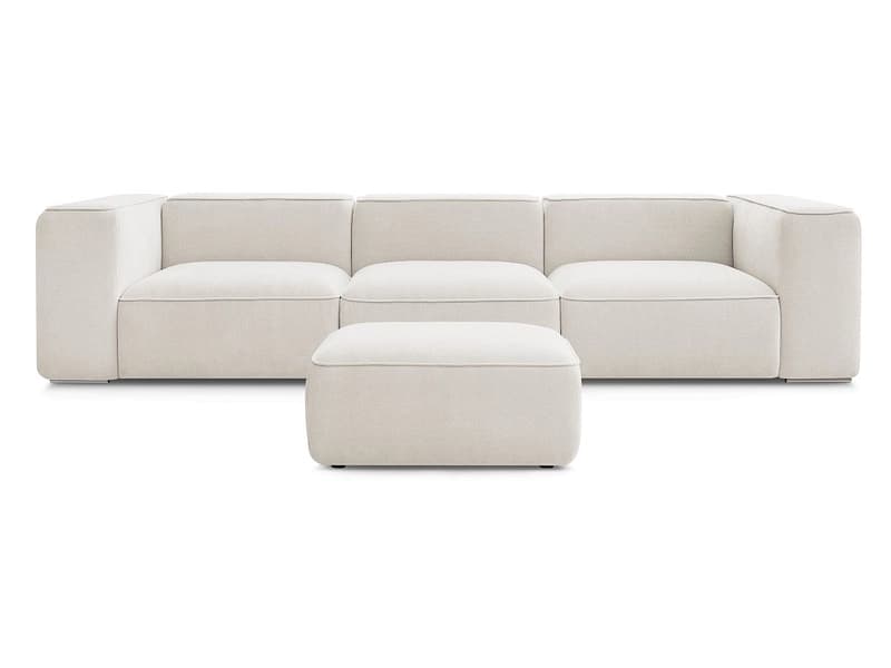 3er Sofa mit Hocker BOBOCHIC ZEPHYR Stoff mit Textur weiss
