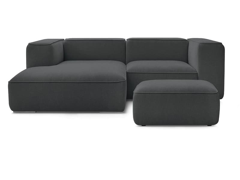 Ecksofa mit Hocker BOBOCHIC ZEPHYR Stoff mit Textur dunkelgrau