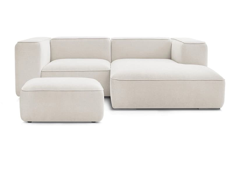 Ecksofa mit Hocker BOBOCHIC ZEPHYR Stoff mit Textur weiss