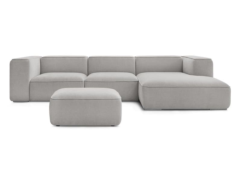 Ecksofa mit Hocker BOBOCHIC ZEPHYR Stoff mit Textur hellgrau