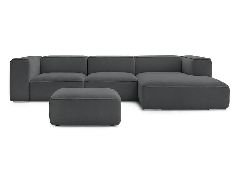 Ecksofa mit Hocker BOBOCHIC ZEPHYR Stoff mit Textur dunkelgrau