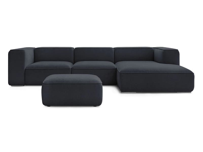 Ecksofa mit Hocker BOBOCHIC ZEPHYR Stoff mit Textur dunkelblau