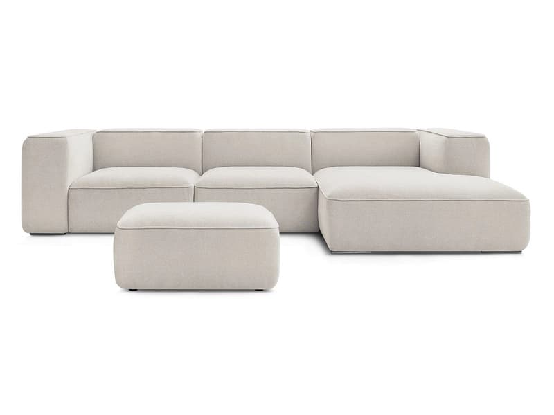 Ecksofa mit Hocker BOBOCHIC ZEPHYR Stoff mit Textur beige