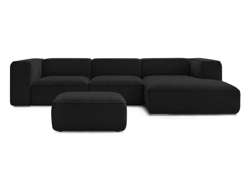 Ecksofa mit Hocker BOBOCHIC ZEPHYR Stoff mit Textur schwarz