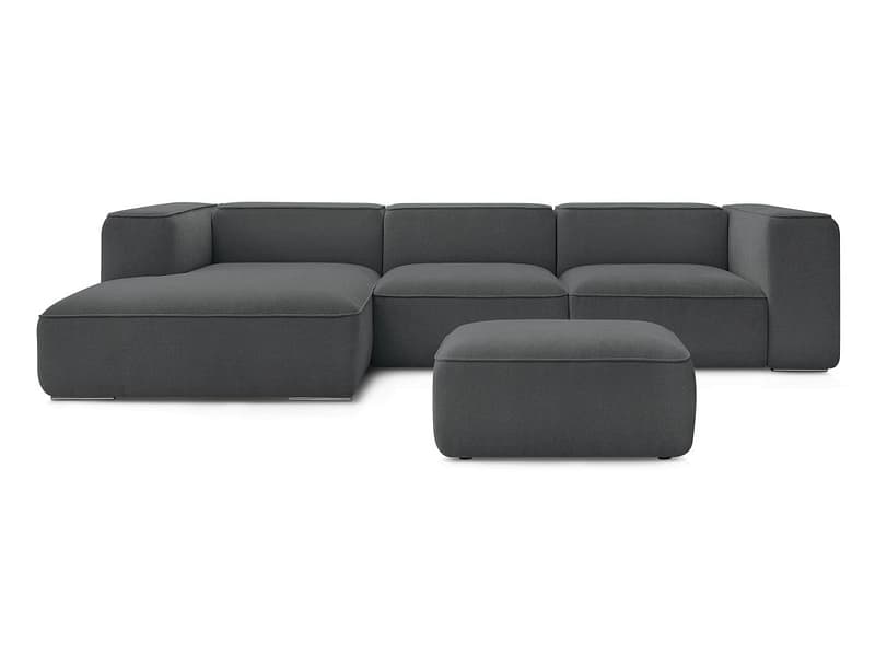 Ecksofa mit Hocker BOBOCHIC ZEPHYR Stoff mit Textur dunkelgrau
