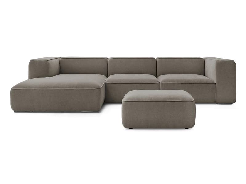 Ecksofa mit Hocker BOBOCHIC ZEPHYR Stoff mit Textur taupe