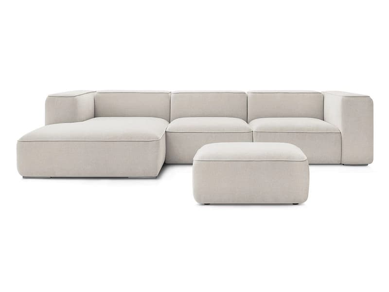 Ecksofa mit Hocker BOBOCHIC ZEPHYR Stoff mit Textur beige