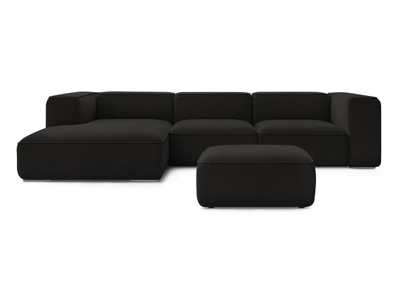 Ecksofa mit Hocker BOBOCHIC ZEPHYR Stoff mit Textur schwarz