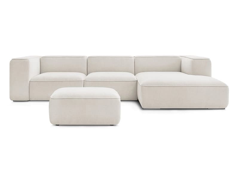 Ecksofa mit Hocker BOBOCHIC ZEPHYR Stoff mit Textur weiss