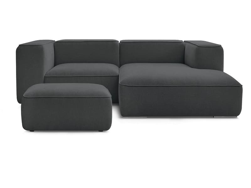Ecksofa mit Hocker BOBOCHIC ZEPHYR Stoff mit Textur dunkelgrau