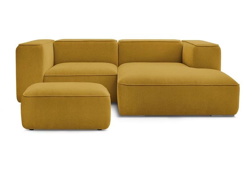 Ecksofa mit Hocker BOBOCHIC ZEPHYR Stoff mit Textur gelb