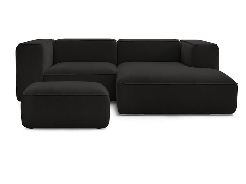 Ecksofa mit Hocker BOBOCHIC ZEPHYR Stoff mit Textur schwarz