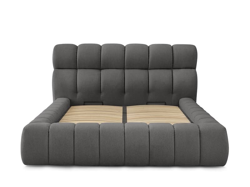 Kastenbett BOBOCHIC MONT-BLANC 160x200cm stoff dunkelgrau